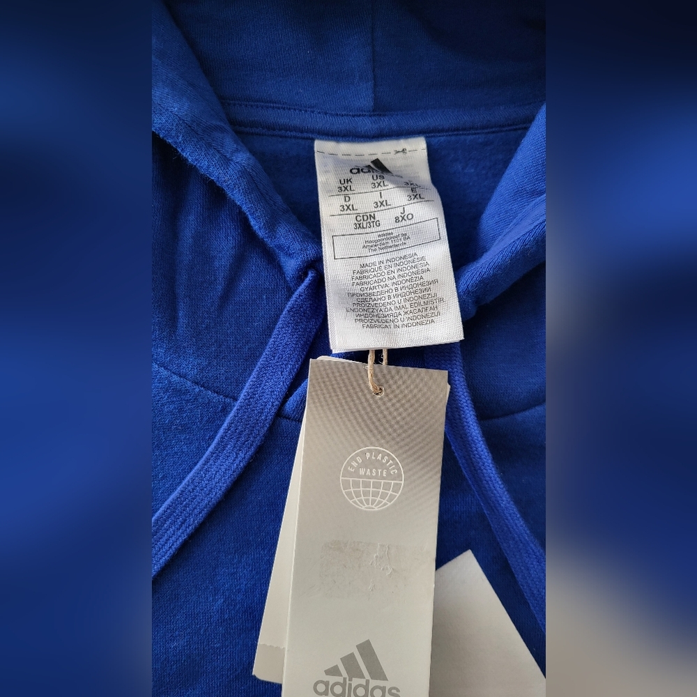 Adidas 3XL Blue and White Men's Hoodie T-007 - Picture 3 of 3